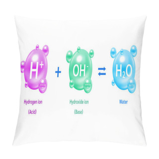 Personality  Acid, Neutral And Base. Potential Of Hydrogen Ion, Hydroxide Ion And Water. Acidic Solution. Ecology And Biochemistry Concept. On White Background. 3D Vector Illustration. Pillow Covers