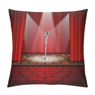 Personality  Microphone And Red Curtain Pillow Covers