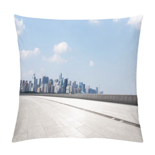 Personality  Cityscape Of Modern City From Empty Asphalt Road Pillow Covers