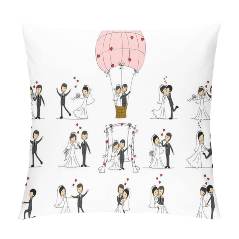 Personality  Set Of Wedding Pictures, Bride And Groom In Love Pillow Covers