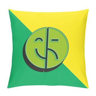 Personality  Bipolar Green And Yellow Modern 3d Vector Icon Logo Pillow Covers
