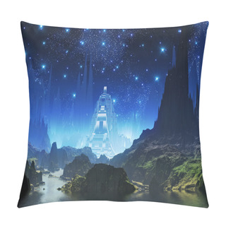 Personality  Crystalline City Of Blue Light Pillow Covers
