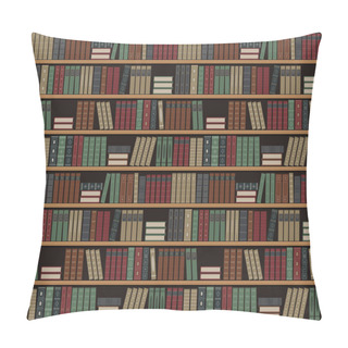 Personality  Bookshelves With Books. Seamless Background. Old Books On The Shelves. Library Of Retro Books. Bookstore. Vector Illustration Pillow Covers