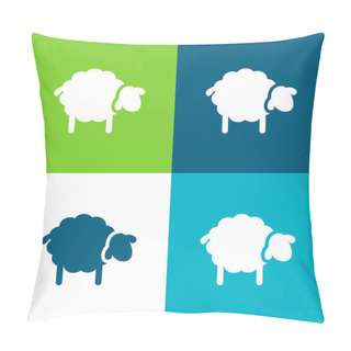 Personality  Black Sheep Flat Four Color Minimal Icon Set Pillow Covers