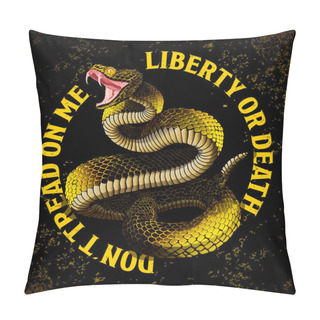 Personality  Liberalism Flag. Snake. Liberty Or Death. Gadsden Flag. Cascabel. Yellow Snake. Snake Vector. Snake Art Tattoo Pillow Covers