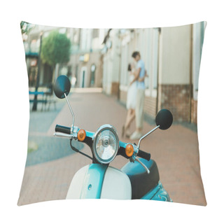Personality  Retro Scooter Parked On Street Pillow Covers