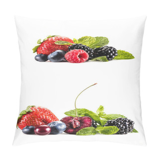 Personality  Collage With Delicious Berries Pillow Covers