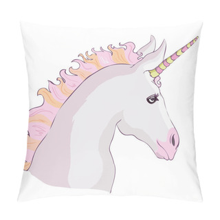Personality  Unicorn Vector Icon Isolated On White. Head Portrait Horse Stick Pillow Covers