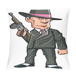 Personality  Cartoon 1920 Gangster With A Machine Gun Pillow Covers