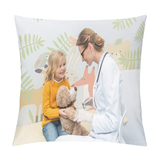 Personality  Doctor Doing Injection For Teddy Bear Pillow Covers