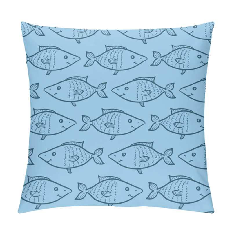 Personality  Blue fish seamless pattern pillow covers