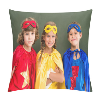 Personality  Pupils In Superhero Costumes Pillow Covers