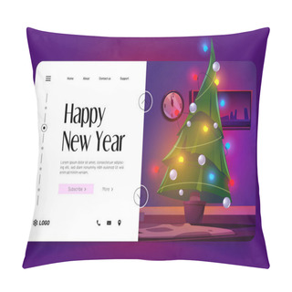 Personality  Happy New Year Cartoon Landing Page, Xmas Eve Pillow Covers