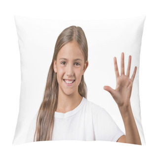 Personality  Girl Making Five Times Sign Gesture With Hand Pillow Covers