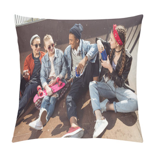 Personality  Teenagers Posing In Skateboard Park  Pillow Covers