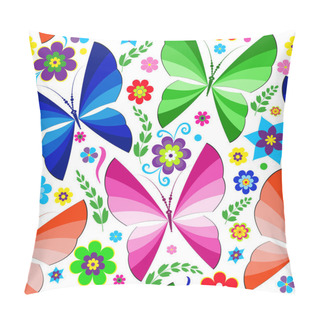 Personality  Seamless Spring Pattern With Bright Butterflies And Flowers Pillow Covers