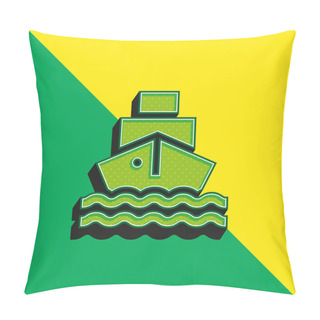 Personality  Boat Green And Yellow Modern 3d Vector Icon Logo Pillow Covers