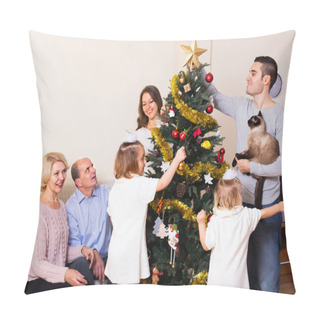 Personality  Family Decorating New Year Tree Pillow Covers