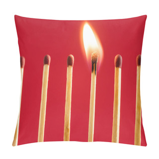 Personality  Match With Fire Among Burned Matches On Red  Pillow Covers