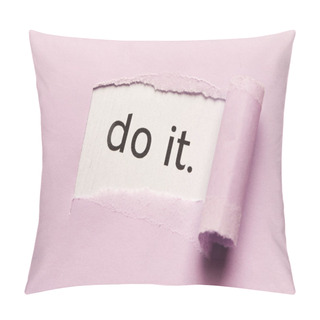 Personality  Do It Phrase Bursting Out From Torn Violet Paper Pillow Covers