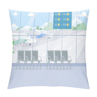 Personality  Empty Airport Terminal Interior Vector Illustration Pillow Covers