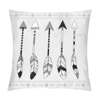 Personality  Vector Collection Of Stylized Tribal Feather Arrows Pillow Covers