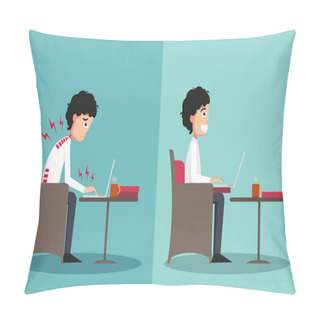 Personality  The Sample Of The Guy Sitting In Wrong And Right Ways Pillow Covers