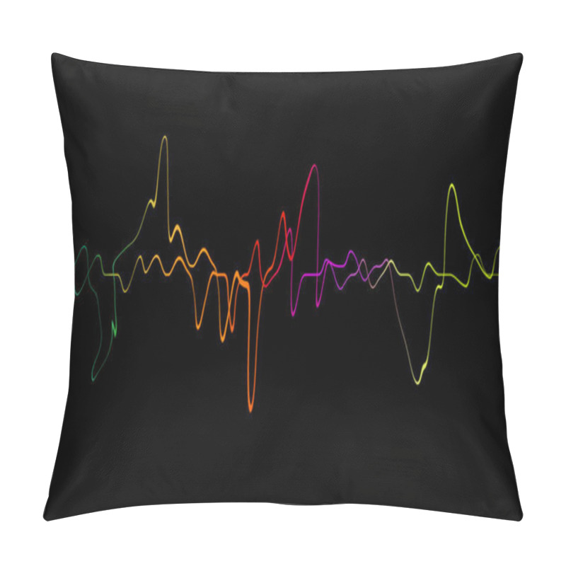 Personality  Colorful Speaking Sound Wave Lines. Isolated On Black Background For Music, Sound, Science Or Technology . Pillow Covers