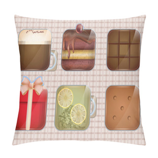 Personality  Food And Drinks Icon Set. Vector Pillow Covers