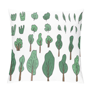 Personality  Trees And Bushes Vector Set For Social Media Design. Pillow Covers
