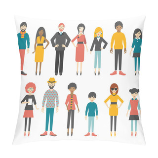 Personality  Collection Of Flat People Figures. Vector. Pillow Covers