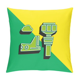 Personality  Airport Tower Green And Yellow Modern 3d Vector Icon Logo Pillow Covers