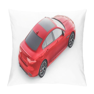 Personality Red Premium Sports Sedan. 3D Illustration. Pillow Covers