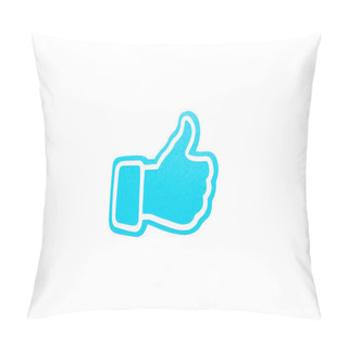 Personality  Blue Thumb Up Sign Isolated On White Pillow Covers