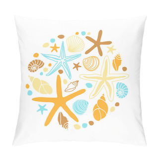 Personality  Shells And Starfishes In Circle Shape Pillow Covers