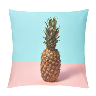 Personality  Delicious Tropical Pineapple On Blue And Pink Background  Pillow Covers