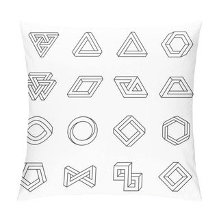 Personality  Set Of Impossible Shapes. Optical Illusion. Vector Illustration Isolated On White Pillow Covers