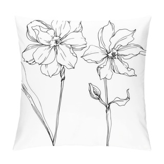 Personality  Vector Narcissus Floral Botanical Flowers. Black And White Engraved Ink Art. Isolated Narcissus Illustration Element. Pillow Covers