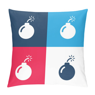 Personality  Bomb Blue And Red Four Color Minimal Icon Set Pillow Covers