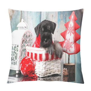 Personality  Miniature Schnauzer New Year's Puppy, Christmas Dog Pillow Covers