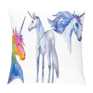 Personality  Cute Unicorn Horse. Fairytale Children Sweet Dream. Rainbow Animal Horn Character. Isolated Illustration Element. Pillow Covers