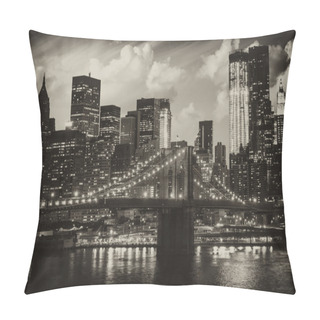 Personality  Manhattan, New York City - Black And White View Of Tall Skyscrap Pillow Covers