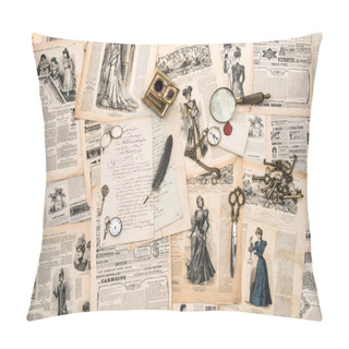 Personality  Antique Office Accessories, Writing Tools, Vintage Fashion Magaz Pillow Covers