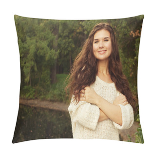 Personality  Fashion Happy Woman In Autumn Season Pillow Covers