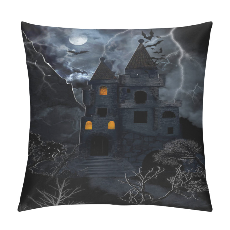 Personality  Gothic Castle, Storm And Bats Pillow Covers