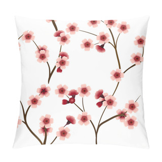 Personality  Seamless Pattern With Pink Cherry Flowers Pillow Covers