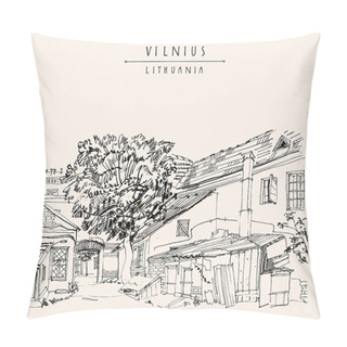 Personality  House In Vilnius Old Town, Lithuania Pillow Covers