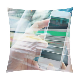 Personality  Using Smart Phone Double Exposure Pillow Covers