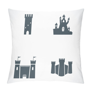 Personality  Vector Black Castle Icons Set Pillow Covers