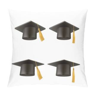 Personality  Vector Realistic Mortar Board Hat Education Hat Pillow Covers